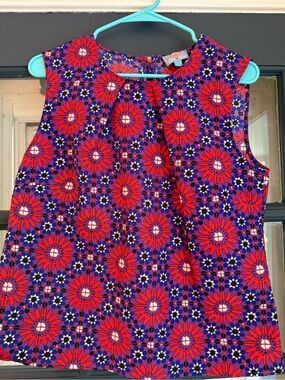 Tracy Reece Plenty Vibrant Floral Sleeveless Top - Red & Purple Medium